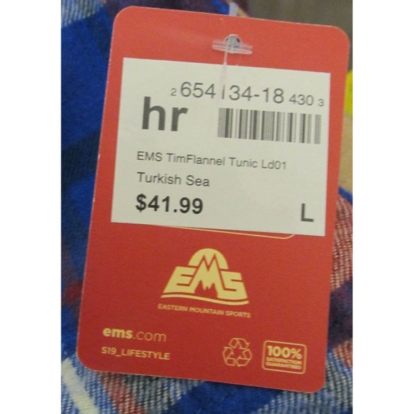 EMS Eastern Mountain Sports Womens Plaid Button Front Flannel Tunic Shirt Size L - Picture 10 of 10